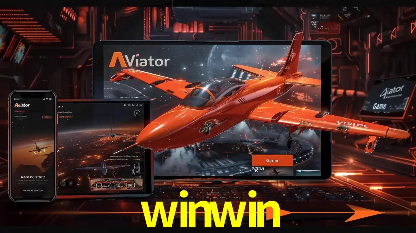 Apresentação tecnológica do jogo Aviator com um avião saindo da tela de um tablet, demonstrando a experiência imersiva em múltiplos dispositivos no winwin.